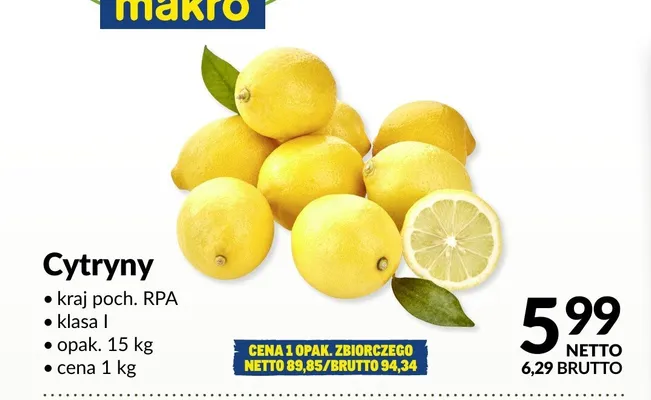 Cytryny RPA klasa I promocja w Makro