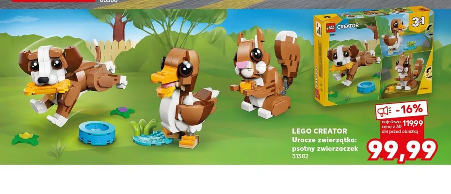 Klocki LEGO CREATOR Urocze zwierzątka: psotny zwierzaczek 31382 promocja w Kaufland