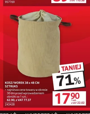 Kosz worek Sztruks 38x48 cm promocja w Selgros