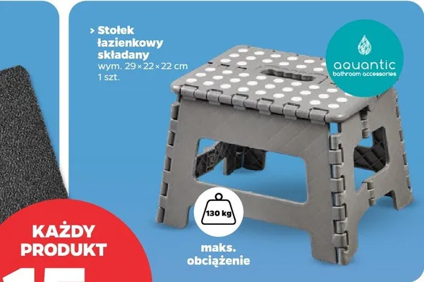 Stołek łazienkowy składany 22 x 29 x 22 cm promocja w Netto
