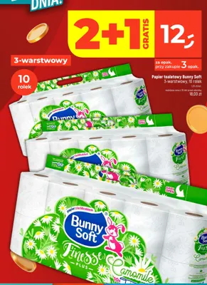 Papier toaletowy Bunny Soft Finesse Plus Camomile 3-warstwowy 10-pak promocja w Dealz