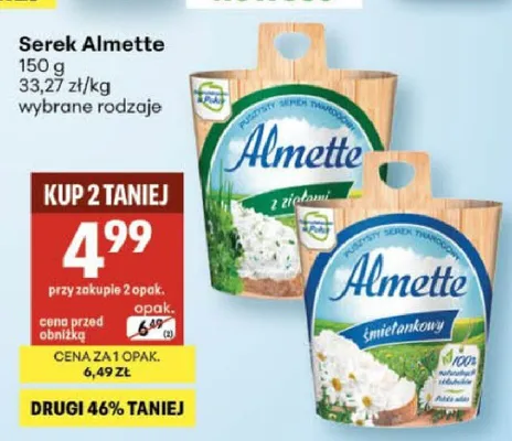 Serek Almette śmietankowy promocja w Delikatesy Centrum