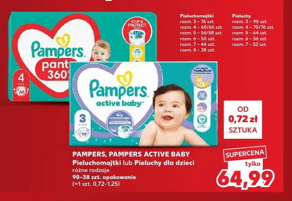 Pieluchomajtki dla dzieci Pampers Pants 360 promocja w Kaufland