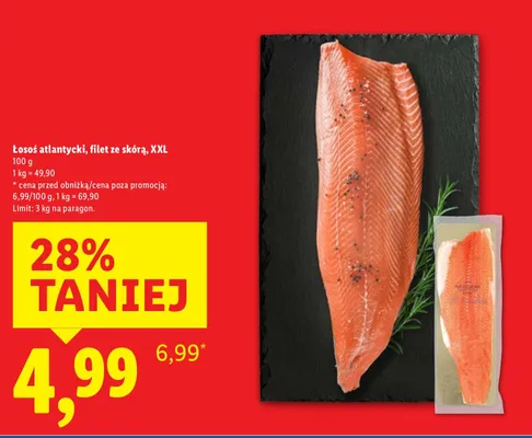 Łosoś atlantycki, filet ze skórą, XXL promocja w Lidl