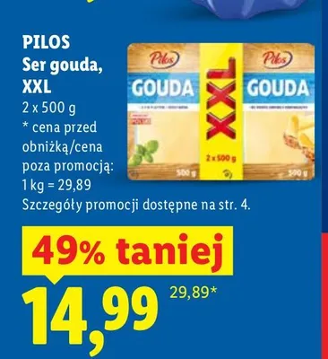 Ser gouda XXL Pilos 2-pak promocja w Lidl