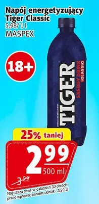 Napój energetyzujący tiger classic promocja w Prim Market