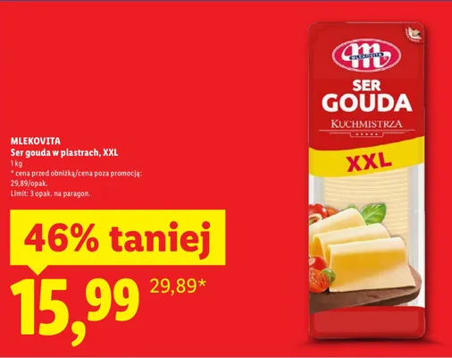 Ser gouda w plastrach, XXL promocja w Lidl