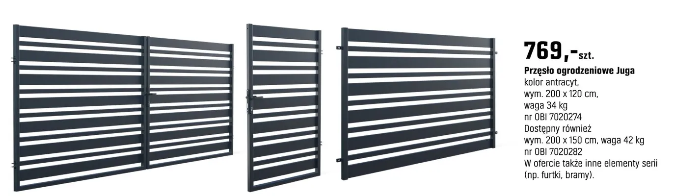 Przęsło ogrodzeniowe Juga promocja w OBI