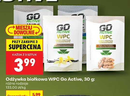 Odżywka białkowa WPC Go Active smak waniliowy z waniliową probiową promocja w Biedronka