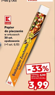 Papier do pieczenia w arkuszach K-Classic promocja w Kaufland