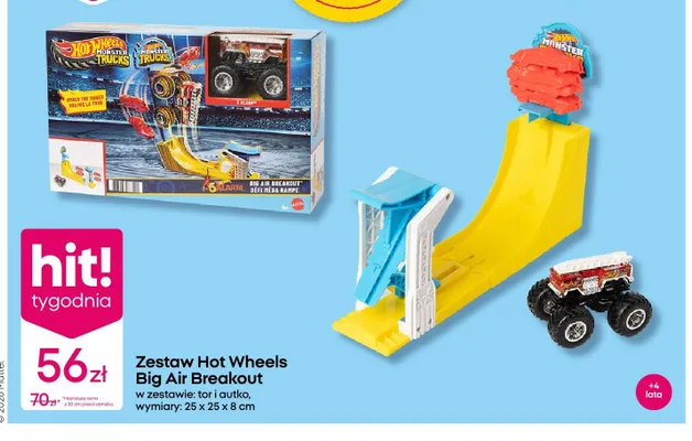 Zestaw Hot Wheels Big Air Breakout w zestawie: tor i autko wymiary: 25x25x8cm promocja w Pepco