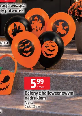 Balony z halloweenowym nadrukiem Arpex promocja w Leclerc