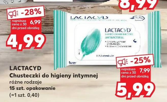 Chusteczki do higieny intymnej Lactacyd promocja w Kaufland