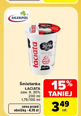 Śmietanka Łaciata 30% promocja w Carrefour