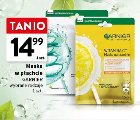 Maska w płachcie Garnier Skin Naturals promocja w Intermarche