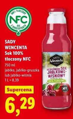 Sok 100% tłoczony NFC jabłko-gruszka promocja w Lidl