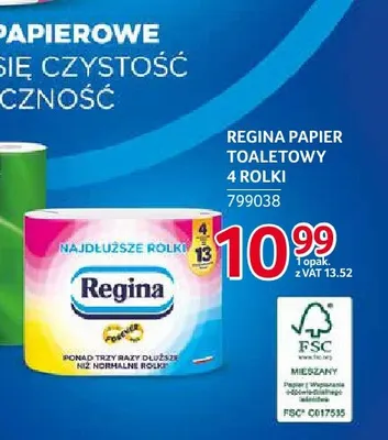Papier toaletowy 4 rolki Regina promocja w Selgros