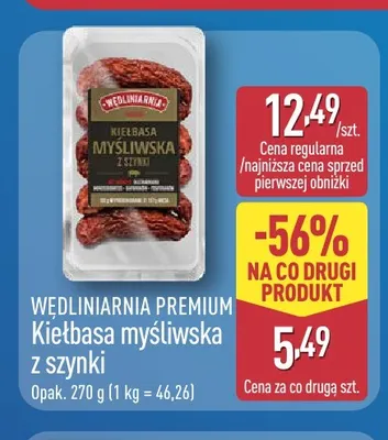 Kiełbasa myśliwska z szynki Wędliniarnia Premium promocja w Aldi