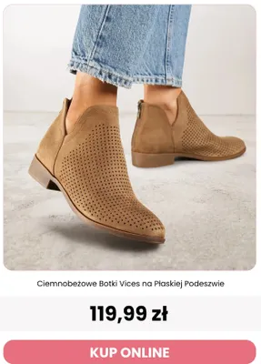 Ciemnobeżowe botki Vices na płaskiej podeszwie promocja w Renee
