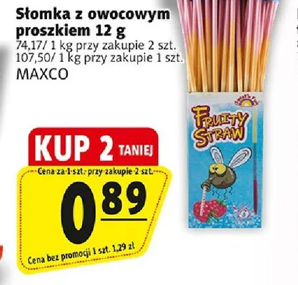 Słomka z owocowym proszkiem MAXCO promocja w Prim Market