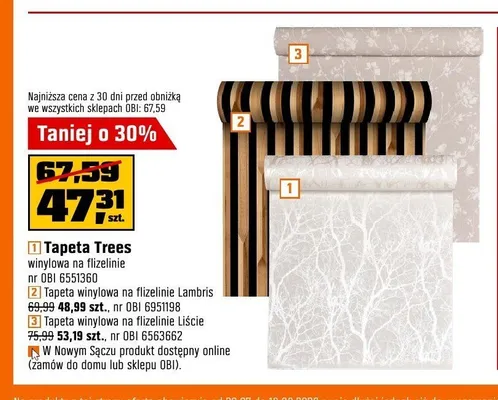 Tapeta Trees winylowa na flizelinie promocja w OBI