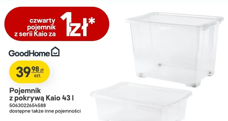 Pojemnik z pokrywą GoodHome Kaio 43 l promocja w Castorama