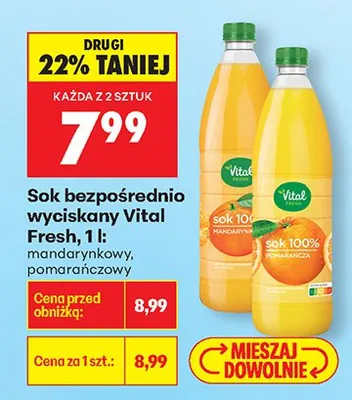 Sok bezpośrednio wyciskany Fresh mandarynkowy promocja w Biedronka
