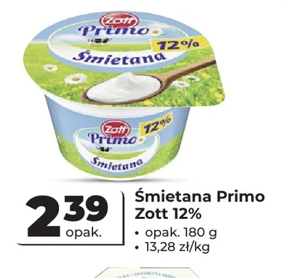 Śmietana Primo Zott 12% promocja w Odido