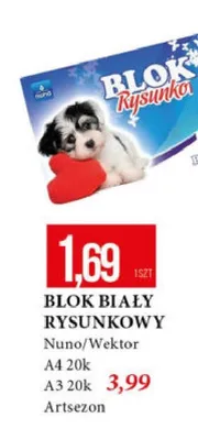 Blok biały rysunkowy Nuno A4 20k promocja w Leclerc