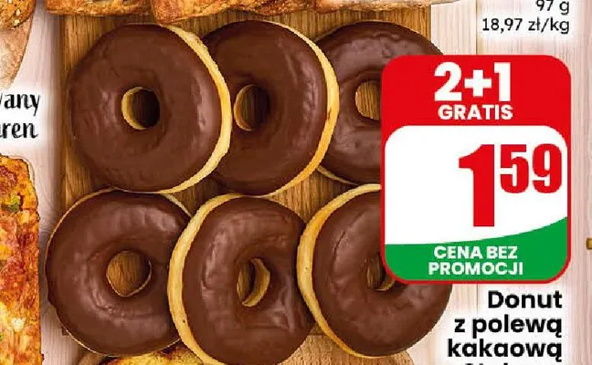 Donut z polewą kakaową Stokson promocja w Dino