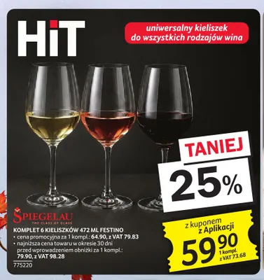 Komplet 6 kieliszków 472 ml Festino Spiegelau promocja w Selgros