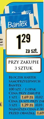 Bloczek kartek samoprzylepnych Bantex promocja w Dino