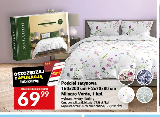 Pościel satynowa Milagro Verde promocja w Twój Market