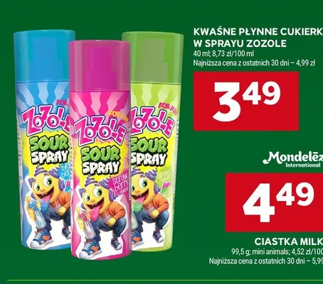 Kwaśne płynne cukierki w sprayu Zozole apple promocja w Stokrotka