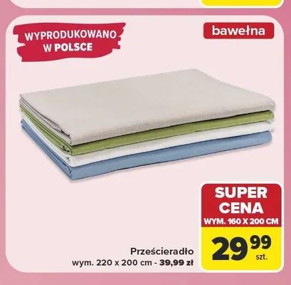 Prześcieradło bawełniane TEX Home 160x200 cm promocja w Carrefour
