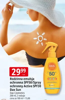 Rodzinna emulsja ochronna SPF50 Dax Sun promocja w Leclerc