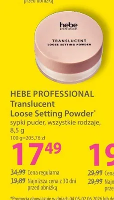 Sypki puder Hebe Professional Translucent Loose Setting Powder promocja w Hebe