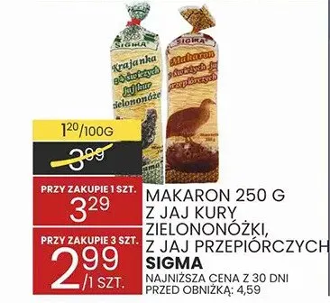 Makaron 250g 7 jaj kurzy, zielononóżki, z prawdziwą papryką, ze szpinakiem, ze świeżych kurczych promocja w Wafelek