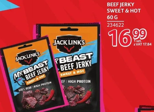 Beef Jerky Sweet & Hot Jack Link's promocja w Selgros