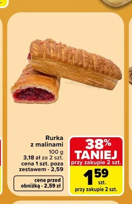 Rurka z malinami promocja w Carrefour Market