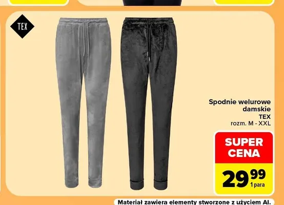 Spodnie welurowe damskie TEX promocja w Carrefour