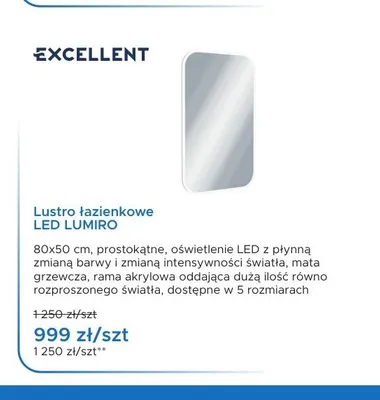 Lustro łazienkowe LED Excellent Lumiro promocja w Blu Salony Łazienek