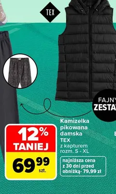 Kamizelka pikowana damska z kapturem TEX promocja w Carrefour