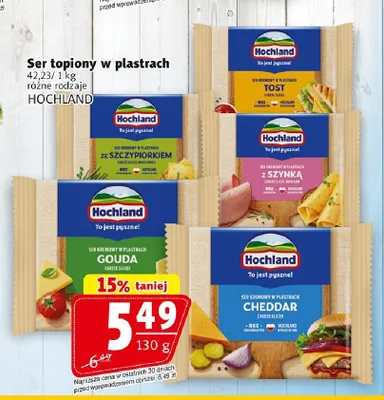 Ser topiony w plastrach Hochland Cheddar promocja w Prim Market