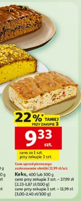 Piernik przekładany, 350g lub keks cytrynowe, 400g promocja w Auchan