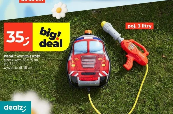Plecak z wyrzutnią wody plecak wym. 30x25cm poj. 3l wyrzutnia: dł. 40cm promocja w Dealz
