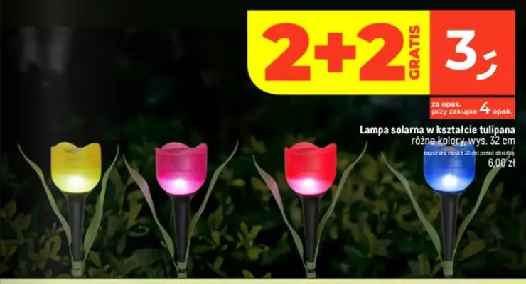 Lampa solarna w kształcie tulipana wys. 32cm promocja w Dealz
