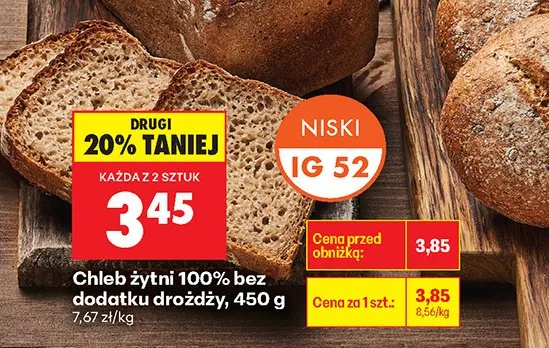 Chleb żytni 100% bez dodatku drożdży promocja w Biedronka