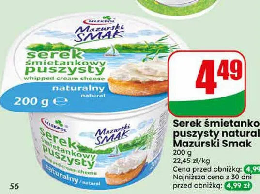 Serek śmietankowy puszysty naturalny Mazurski Smak promocja w Dino
