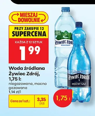 Woda źródlana Żywiec Zdrój mocno gazowana promocja w Biedronka